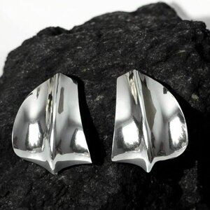 VTG Gerhard Herbst Sterling Silver Earrings Modernist Statement Pierced 9g Shiny